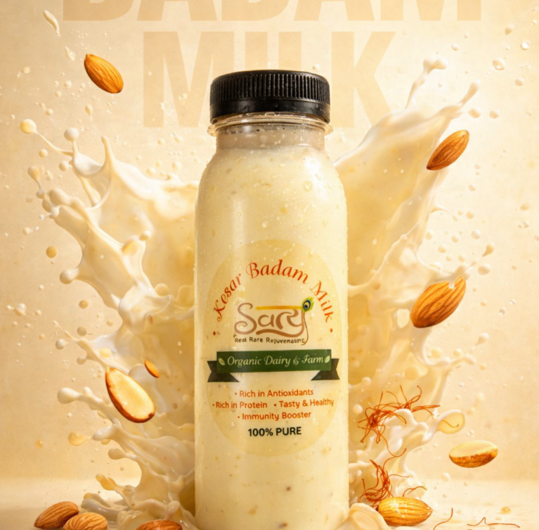 bottle of pure a2 kesar badam milk , in dehradun by satyee organic