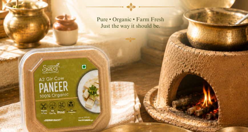 Instagram post of satyee organic showing pure paneer in Dehradun